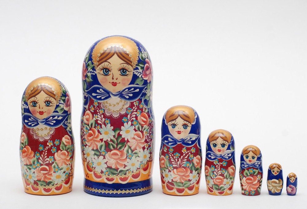 7 Authentic Russian  Nesting dolls Matryoshka, free shipping