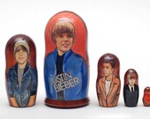 Justin Bieber Nesting Dolls 5pc matryoshka doll  free shipping