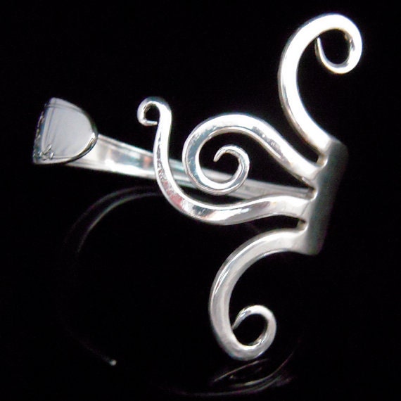 Unique Recycled Silver Fork Bracelet in Original Wavy Design