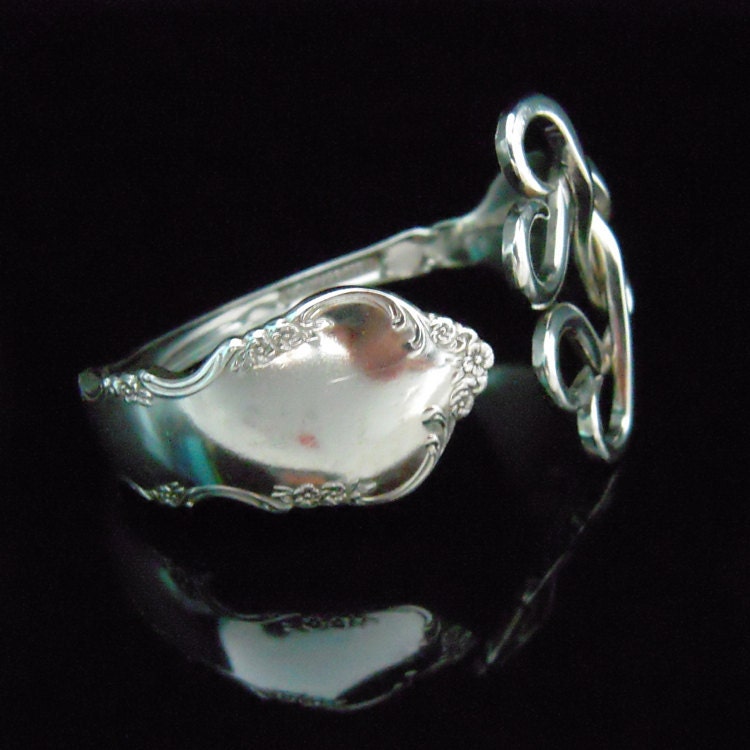 Antique Silverware Jewelry Fork Bracelet in Original Weaving Hearts Design