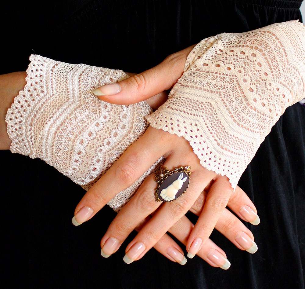 Ivory  victorian mittens