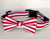 Red Stripe Dog Bow Tie Collar