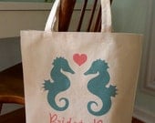 Bride to be tote seahorse, beach tote, future Mrs. tote, wedding tote, tote bag, wedding, bride to be, bridal bag, wedding gift, mrs. tote
