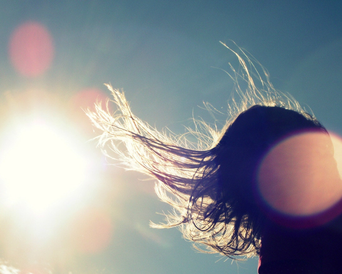 Windy Day Photography Hair Blowing Sunny Blue Sky 10x8 print Shine...