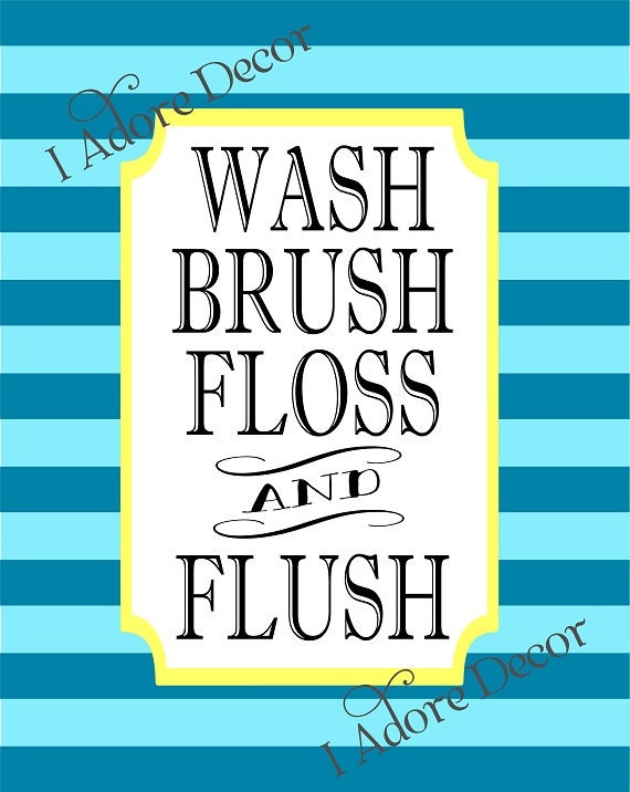 Art Print WASH BRUSH Floss and FLUSH Bathroom Modern