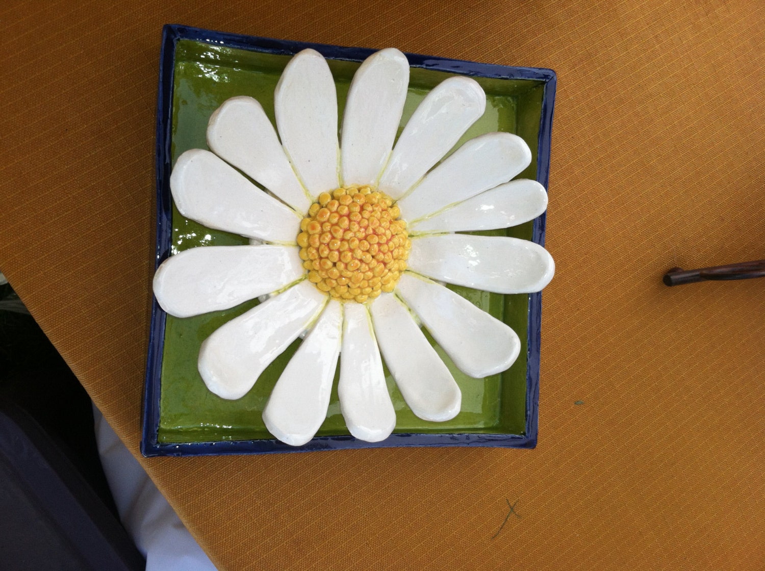 Daisy Clay/Ceramic Shadow Box Wall Hanging.