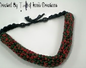 Red Black and Green Crochet Tube Necklace