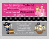 Princess and Pirate Birthday Invitation Princess and Pirate Party Birthday Invitation Twins Siblings Printable Il_170x135