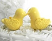 Wedding Cake Topper - Bright Yellow - Love Birds - Bride and Groom - Simple and Elegant