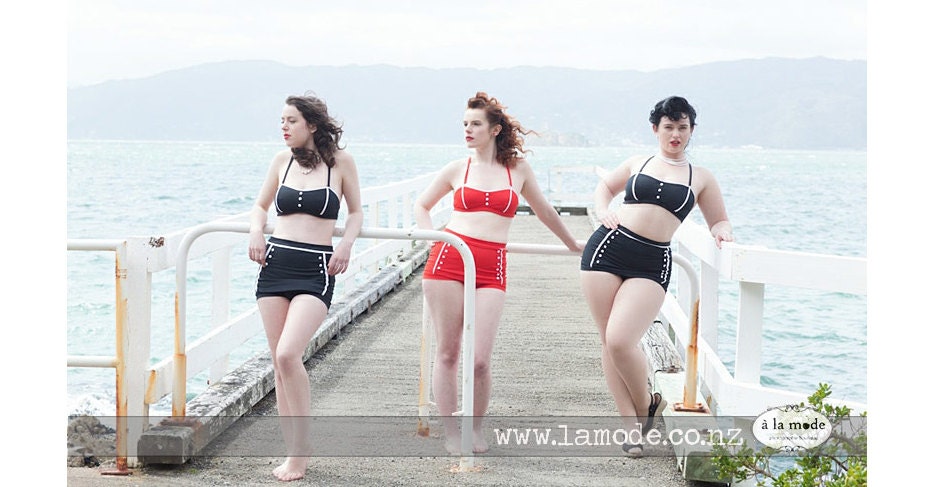 Retro Bikini 'Racy Red' 1950s vintage inspired swimsuit, swimwear, bathing suit