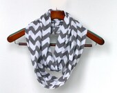 Soft Gray Chevron Scarf, Gift for Mom, Chevron Infinity Scarf