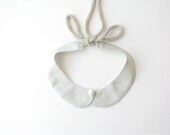 Collar necklace grey linen and cotton - Peter Pan collar