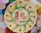 Fantastic Floral Foxes Vintage Illustrated Plate