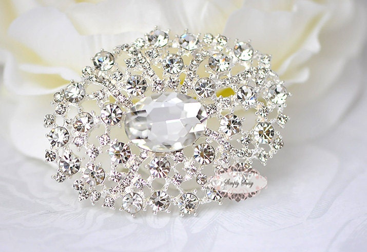 RD272 Rhinestone Brooch Pin - Rhinestone Crystal Brooch - Wedding Rhinestone Brooches - Large Rhinestone Brooch Wedding Bridal Crystal Pin