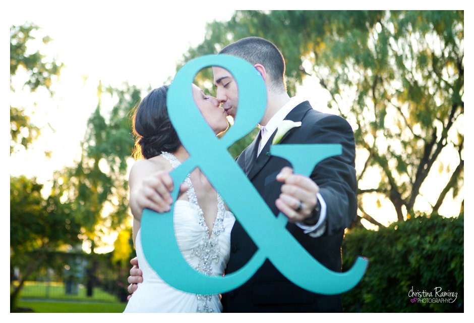 15 Inch Tall Ampersand Photo Prop Wooden Wedding Sign for Photos - Teal or Custom