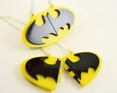 Batman Friendship Necklaces - Laser Cut Acrylic - Snap Together Best Friend Necklace Pair