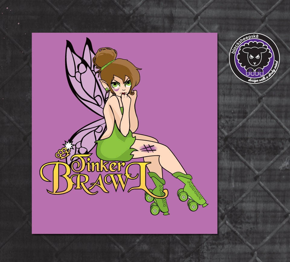 CUSTOM CLIENTS roller derby stickers for your custom logo Pack of 5 by Lucy Dynamite of Black Sheep Sk8