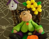 Polymer Clay FrankenStein Fence Scene - FIGURINE