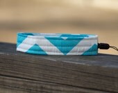 WRIST Strap in Teal and White Chevron