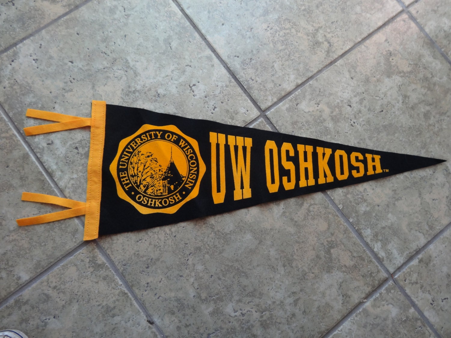 Vintage UW Oshkosh College Felt Pennant Banner Lovely