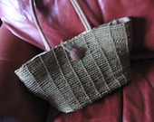 vintage Hemp Straw Handbag hand Bag Shopper Tote Purse diaper beach overnight overnite Green Olive Big Large like new