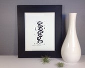 Mid Century Modern Linocut Art Poster 8x10 Balancing Circles with Lines Mad Men Inspired