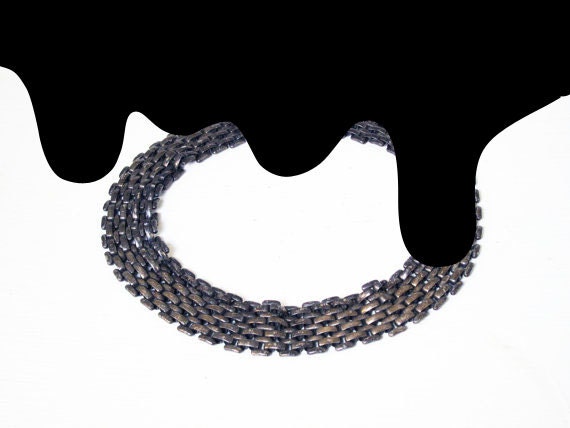 Silver Choker . Chain Link . 1990s