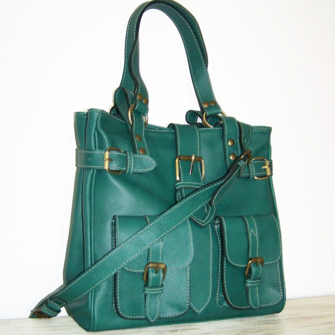Leather Bag,Handbag, Shoulder Crossbody Purse, Orea M. in Teal green