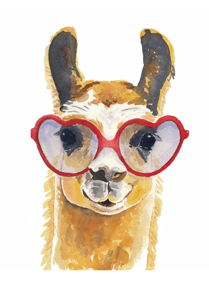 PRINT Llama Watercolour, Llama Illustration, Watercolour Painting Print, 5x7 Print