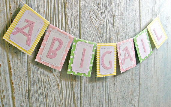 Custom BABY NAME Banner Door Hanging, Boy Girl Nursery Decor, Name up to 8 Letters