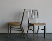 Vintage Mid Century Modern Emeco Style Navy Chair (Set of 2)