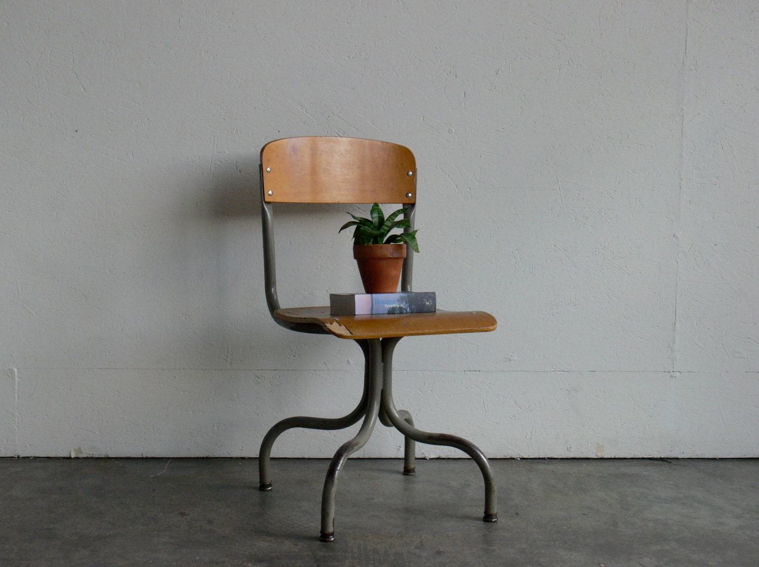 Vintage Industrial/Mid Century Modern Plywood School Chair (Adult Sized)