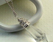 On Sale 10 % off Clear crystal necklace, icicle drop necklace