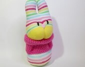 sock animal toy bunny rabbit plush creature stuffed animal doll.