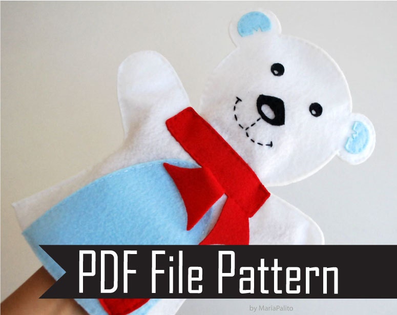 Baby Polar Bear Hand Puppet PDF Sewing Pattern A512