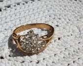 Vintage Gorgeous 14kt GF Rhinestone Ring Size 5 5 1/2