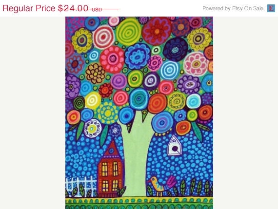 50%  OFF SALE - Landscape Art - TREE Art Print - Flower Tree poster of painting - Wedding Gifts