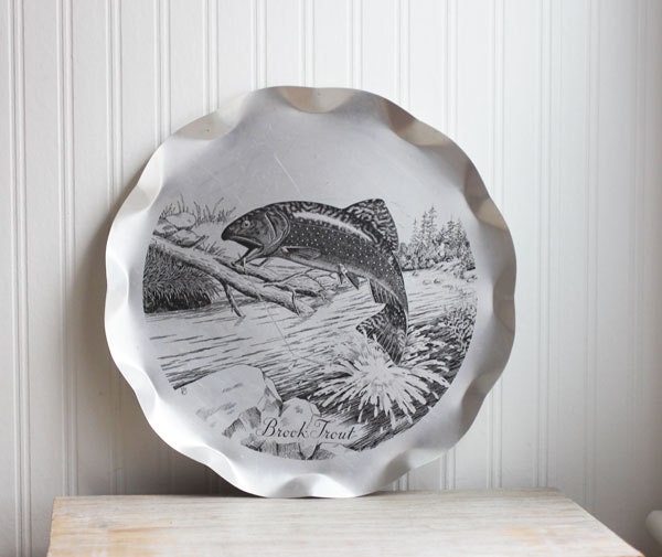 Brook Trout, Vintage Tray, Aluminum Tray, Gift for Outdoorsman, Pennsylvania, Fish, man cave decor