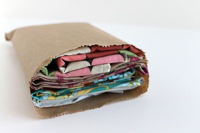 Blue, Brown, Pink, Green Fabric Scrap Pack