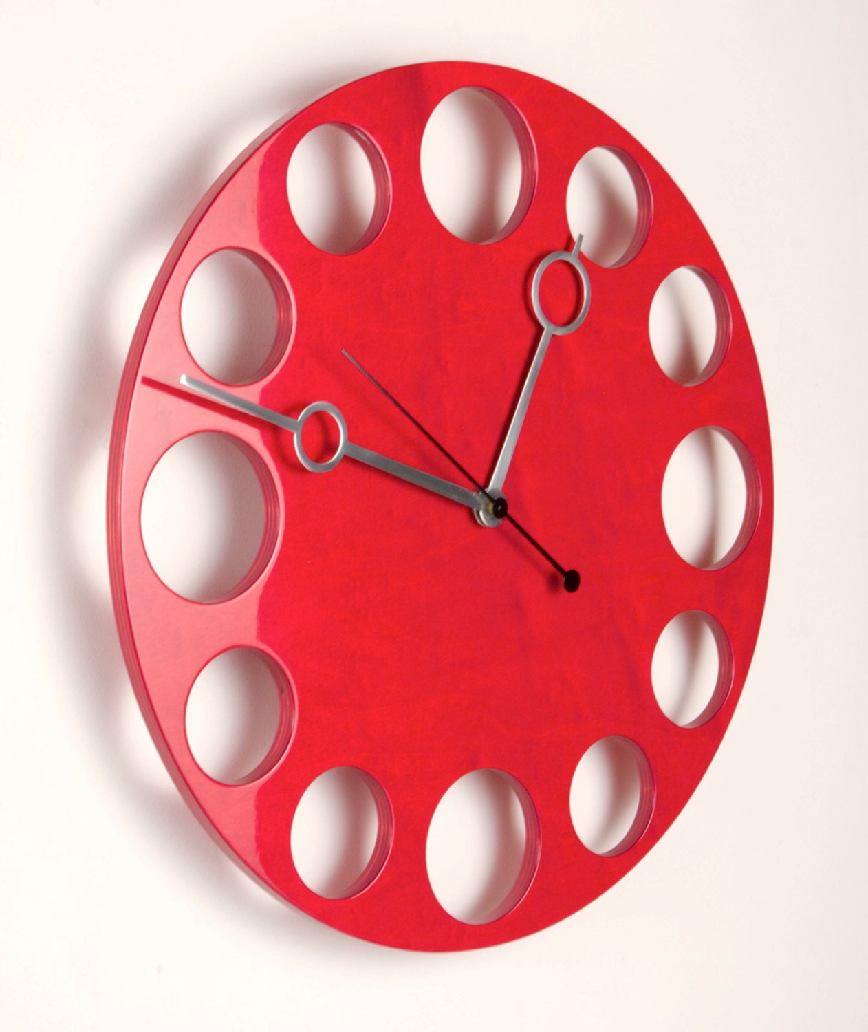 POP Clock: Large Red Modern Wall Clock