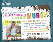 Peace & Mud. Down and DIRTy. Paint Ball. Color Run. Customized Birthday Party Photo Invite by Tipsy Graphics. Any Text. Il_170x135