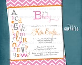ABC Colorful Chevron Alphabet Baby / Bridal Shower Invitation. Bring a letter. Any colors and text by Tipsy Graphics Il_170x135