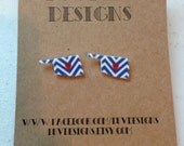 oklahoma chevron heart earring. thunder. okc. oklahoma city. post earring.chevron. heart.