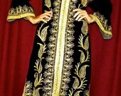 Vintage Moroccan Jilaba Abaya Dress Gown for Henna Parties 70s