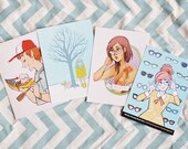 Postcard Collection - Whimsical Creature Type Illustrations