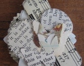 Vintage mixed paper die cuts (100) butterflies, flowers, circles made from letters, books, music paper, lined paper, graph paper, maps
