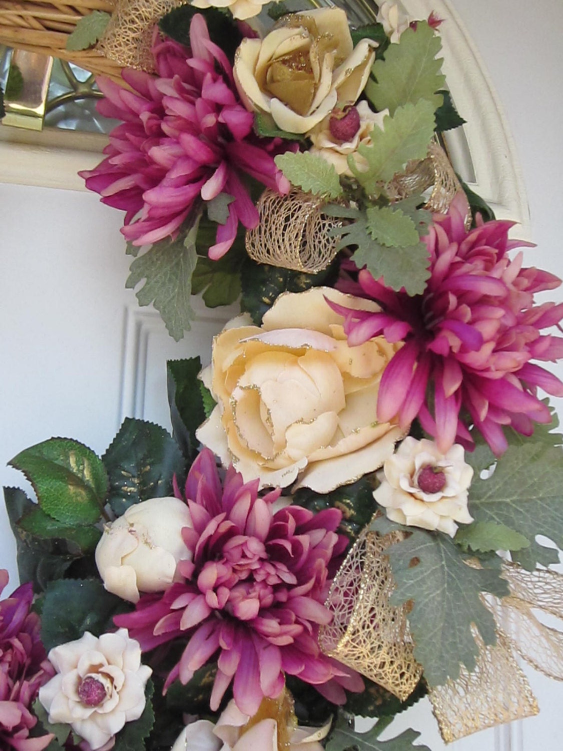XL Spring Rose for MuMs Flower Garden yearround Home Decor OOAK wreath