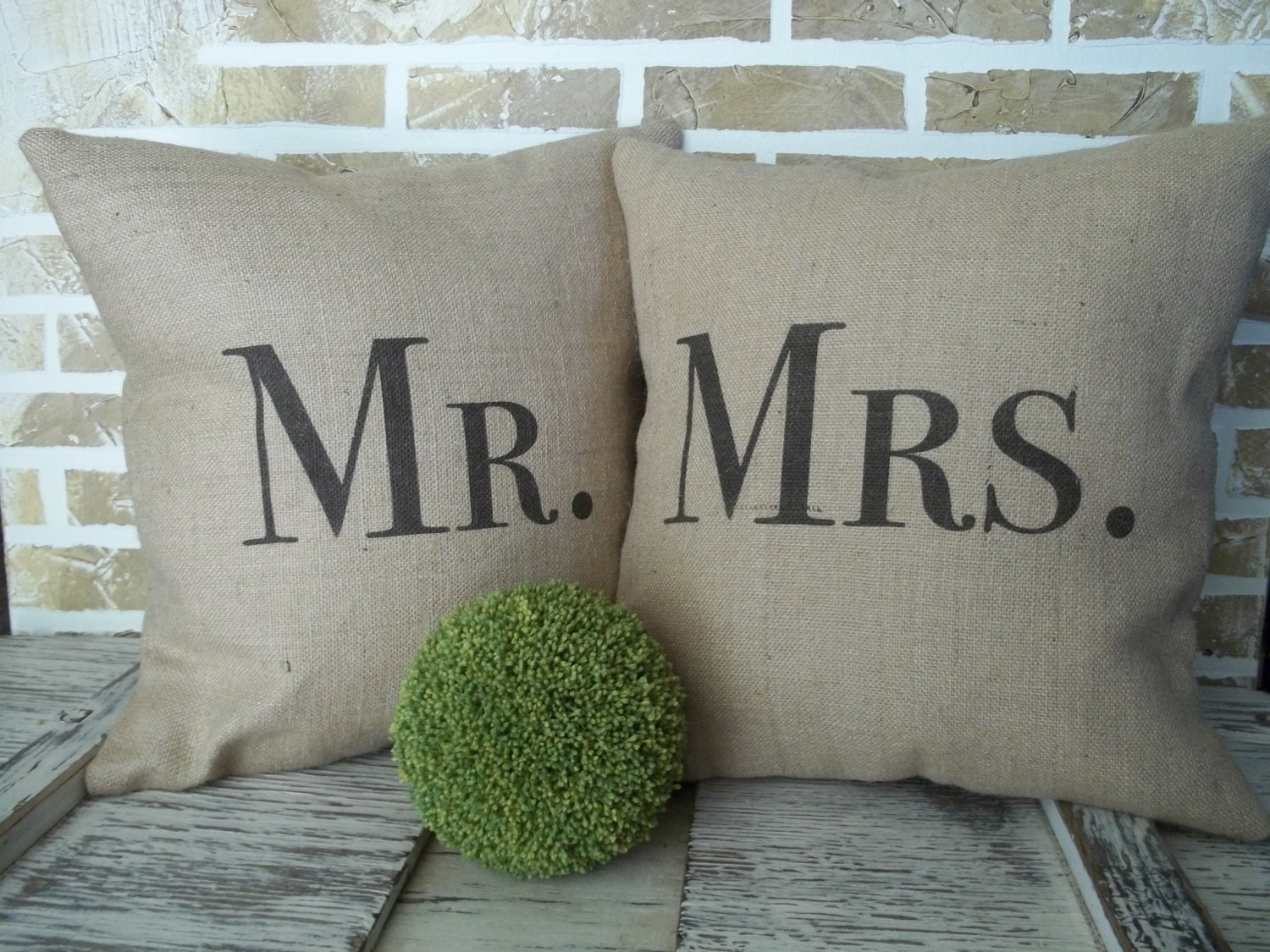 Burlap Pillows - Mr. and Mrs. - Wedding - Bridal Shower -
