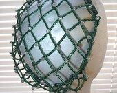 Renaissance Corded Green Caul SNOOD EverAfter,Wedding,IceSkating Costume Bun Cover