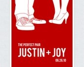 Personalized Wedding Gift - Couples Silhouette - Red Wedding Decor Choose your text and colors